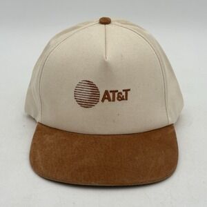 Stylemaster Mens Hat Cap AT&T Tan Ivory Made USA Mens Adjustable Suede Type Bill